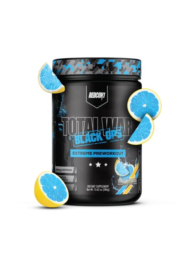 REDCON1 Total War Black Ops Extreme Pre-workout – 30 Servings, 320mg Caffeine – Blue Lemonade